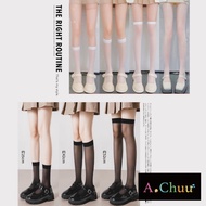 A-Chuu [Arrival The Next Day] H0028 0D Transparent Stockings Mid-Tube Socks Women's White Black
