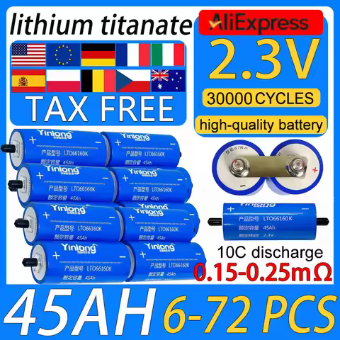 Original yinlong 2.3v 45ah lto 66160 lithium titanate battery DIY 12V 24V solar speaker car power ch
