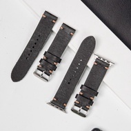 WEMODA 1-layer black herbal leather watch strap for applewatch, mechanical watch, battery size 18, 2