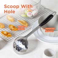 Scoop with Hole Soup Spoon with Hole Scoop Long Soup Stainless Steel Plastic Handle