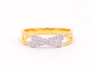 Happy Jewelry แหวนแถวคู่กากบาท เก๋ๆ สวยๆ ทองแท้ 9k 37.5% เพชรเกสร ME899