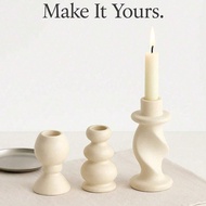 1pc Cream Resin Taper Candle Holder, Sculptural Modern Nordic Candle Stand For Romantic Dinner Table