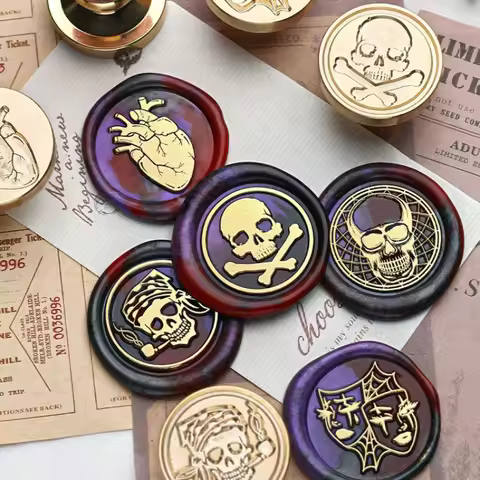 Magic Wax Seal Stamp Painting Skeleton Head Mask DIY Invitation Card Decoration Stamp Tool Clipping 