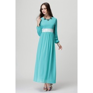 blouse~plus size dress~ Muslimah Neera Lace Chiffon Jubah Dress