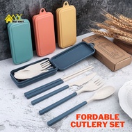 【Ready Stock】餐具 Kitchen Foldable Wheat Straw Spoon Fork Chopstick Set Portable Tableware for Doorgift Chopsticks Dinnerware Set Sudu Garfu Chopstick Set Dapur Pink 勺子 筷子 刀叉套装 便携餐具