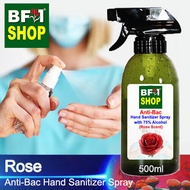 Anti Bacterial Hand Sanitizer Spray with 75% Alcohol - Rose Anti Bacterial Hand Sanitizer Spray - 500ml