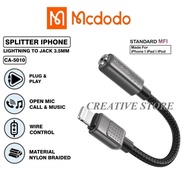 IPHONE Splitter MCDODO CA-5010 Open Mic Audio Lightning to Jack 3.5mm DiM