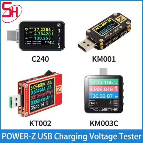 POWER-Z KM003C KT002 KM001 C240 USB Tester Digital Voltmeter QC5.0 PD3.1 Voltage Current Ripple Dual