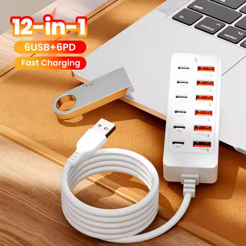 12 Ports USB HUB 6USB+6Type-C Fast Charging Docking Station For Cellphones Tablet Laptop Computer Mo