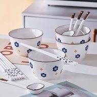 Japanese Style Eating Bowl Household Set ins Style Rice Bowl Ceramic Bowl Tableware Specially Beauti