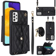 Card Case For Samsung A52 A52S A15 A35 A55 With Diagonal Strap Lanyard Wallet Bag Case Samsung Galax