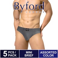 boxer lelaki Byford 100% Cotton Mini Brief (5 Pieces) Assorted Colour - BUD5110M