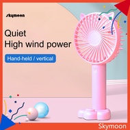 Skym* Desk Fan High Velocity USB Rechargeable Cat Ear Design Portable Hand Held Fan for Office