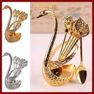 ENTE Swan Spoons, Stirring Mixing with 6 Spoons Swan Base Stand Spoons, Elegant Creative Table Decor