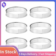 6 Pack 4 Inch Double Rolled English Muffin Rings, Stainless Steel Crumpet Rings, Tart Rings, Round