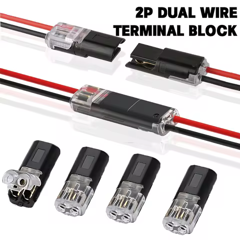 2 Pin 2 Way Plug Waterproof Electrical Connector Pluggable LED Wire Connector Universal Compact Wire