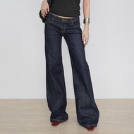 WEANIA Letter Embroidered Retro Low-rise Jeans