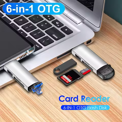 OTG 6 in 1 Type C SD TF Card Reader Micro USB Flash Drive Adapter 5Gbps High Speed Transfer Multi Fu