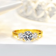 【 GRA Certificate Attached 】 1.6CT genuine moissanite ring, three diamond round cut D-color S925 pur