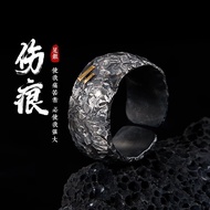 Handmade Scar Ring Men's Retro Niche Design Index Finger Ring Sterling Silver Handmade Middle Finger