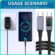WU Highly Speed 100W USB C to USB C Intelligent Charging Wire USB C to USB C Cable With Digital Read