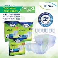 Tena Value Adult Diapers | Lampin Dewasa | 成人纸尿裤 / (M:32"~44")10pcs | (L:45"~58")8pcs | (L:50"~62")8