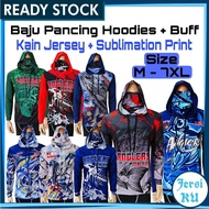 JERSIKU Baju Pancing Lengan Panjang Hoodies+Buff Baju Mancing Tangan Panjang Topi Buff M-7XL