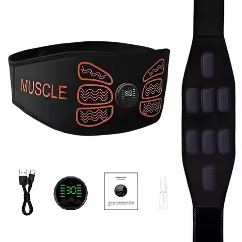 Smart Muscle Toner Abdominal Toning Belt Abs Trainer USB Recharge Body Massager Home Gym Training Fi