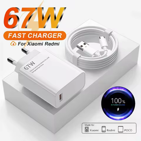 6A 67W EU Ultra Fast Wall Charger For Xiaomi 11 12 Lite 13T Redmi Note 10 11T 12T 13 POCO F4 F5 X4 X