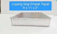 Rectangle Handmade Aluminium Cake Mould 9 x 11 x 2 / Loyang Kek Segi Empat Tepat Buatan Tangan 9x11x2"