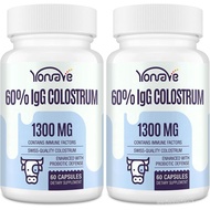 Yonrave Bovine Colostrum Capsules Supplement 1300mg - Extra High 60% IgG Bovine Colostrum - Gut, , E