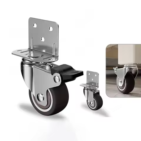 4pcs L-shaped Furniture Casters Wheels Soft Rubber Swivel Caster Quite Roller Wheels for Trolley Bab