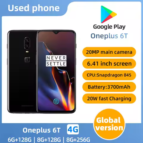 Original Oneplus 6T 4G LTE Mobile Phone Snapdragon 845 6.41" 20MP 16MP Fingerprint used phone