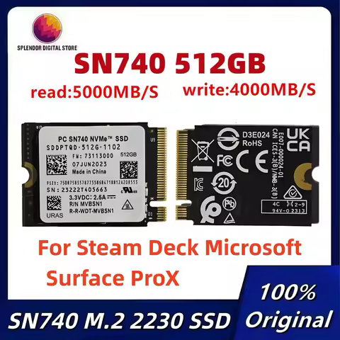 URAS Original SN740 512GB M.2 NVMe 2230 PCIe4.0x4 SSD Solid State Drive for Microsoft Surface ProX S