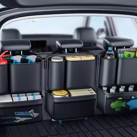 New Detachable Car Trunk Organizer Pocket Leather Hanging Organizers Black Seat Back Storage Box for