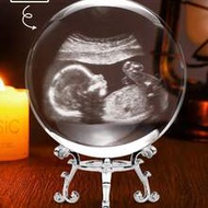 1pc Personalized Baby Ultrasound Photo Crystal Ball, Customizable Photo & Text Decorative Crystal Ba