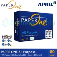 (500 Sheets) A4 HVS PAPER 85 / 80 Grams Gsm PAPERONE PAPER ONE Print Photocopy - 1 RIM
