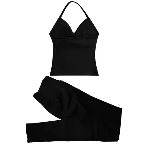 DFYNE LANYI Impact Longline Strappy Top and Leggings Seamless Yoga Pants Sportswear Woman Gym Set 2