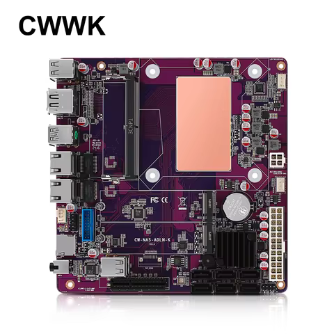 CWWK N355 NAS Motherboard DDR5 Low Power,Mini ITX with 6×SATA3.0,2xNVMe (PCle3.0 x1), Barebone, Dual