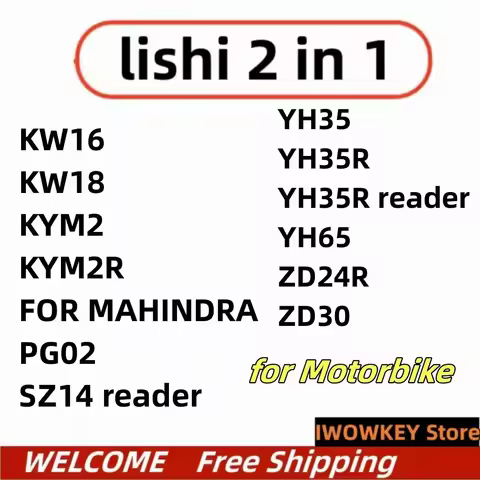 IWOWKEY Store LISHI 2 IN 1 Tool KW16 KW18 KYM2 KYM2R FOR MAHINDRA for PG02 SZ14 reader YH35 YH35R YH