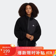 阿迪达斯（adidas）夹克女运动羊羔毛拼接休闲外套HD0364黑色 S