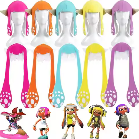 Game Splatoon 2 Inkling Squid Cosplay Cute Hat Winter Balaclava Halloween Party Adult Kids Cap Costu