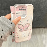 Pink Butterfly Romantic Flower Case For Realme Note 60 60X C75 C75X C61 C63 C65 C51 C53 C30 C30S C51