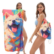 Two-in-One Foldable Beach Towel Printed Bath Towel Storage Storage