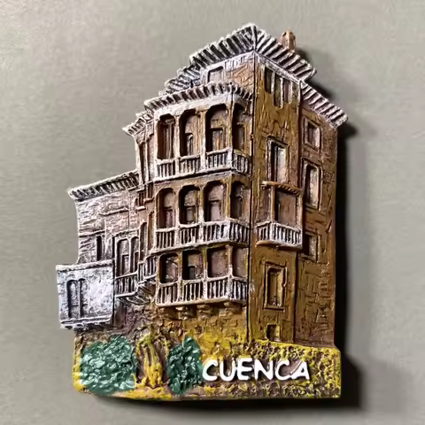 Spain, Cuenca, house，3D Stereoscopic，Tourism souvenirs，Resin painting，Decoration home，Refrigerator m