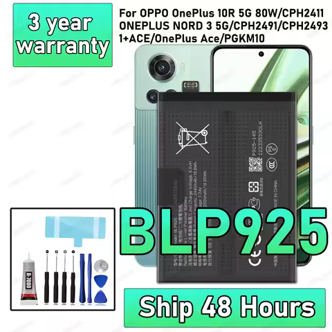 100% New High Quality Battery BLP925 For OPPO Oneplus 10R 5G 80W/CPH2411/ONEPLUS NORD 3 5G /CPH2491 