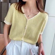 Ice Silk Chanel Style Knitted Short-Sleeved Sweater