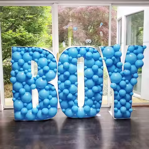 2.4FT Mosaic Balloon Frame Letters A-Z Balloons Filling Box Foam Board for Baby Shower Gender Reveal