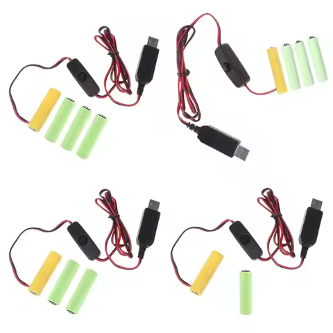 Universal 3V/4.5V/6V AA LR6 Battery 3V 4.5V 6V AAA Battery Eliminator USB Power Supply Cable With Sw