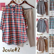 jovie #2 Set Setelan Celana Wanita Baju Kerja Modis Casual motif kotak